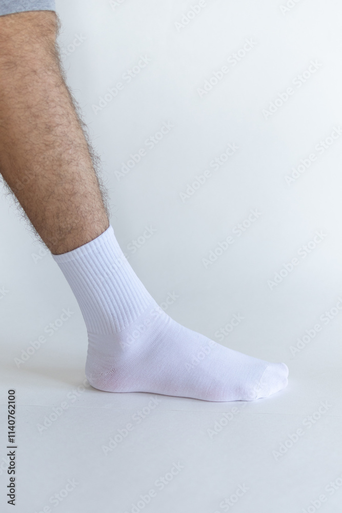 Beautiful white men's socks on a white background Beautiful white men's socks on a white background