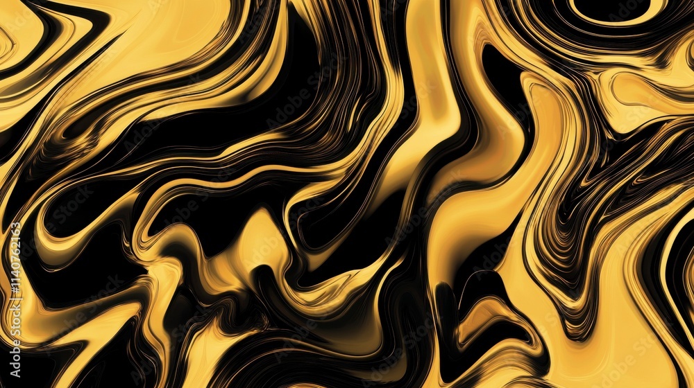 Obraz premium Stunning Gold and Black Abstract Fluid Art Design