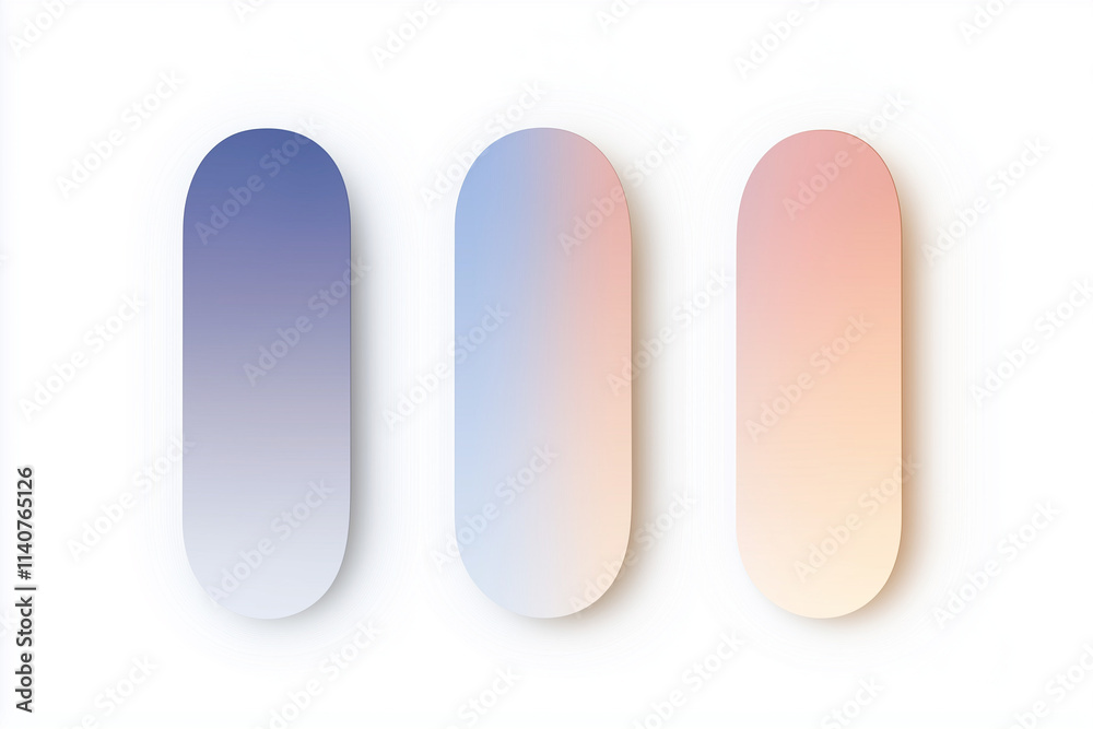Three vertical rectangular shapes with pastel color blur gradients , graphic design element Three vertical rectangular shapes with pastel color blur gradients , graphic design element