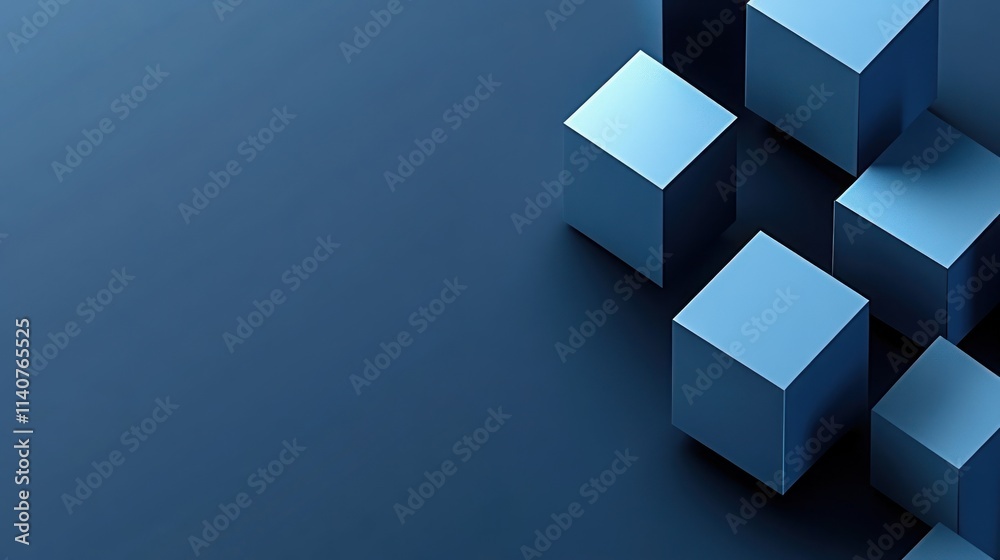 Abstract Blue Cubes: A 3D Rendering of Geometric Shapes Abstract Blue Cubes: A 3D Rendering of Geometric Shapes