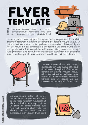 A simple vector mockup of a construction company for advertising goods and services. Template for print, handout, flyer, brochure