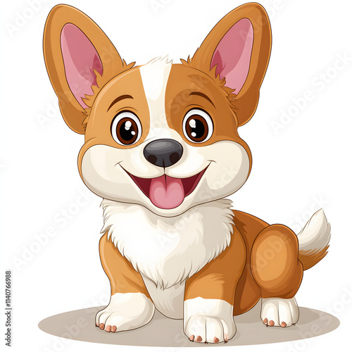 Cute corgi puppy illustration on white background 