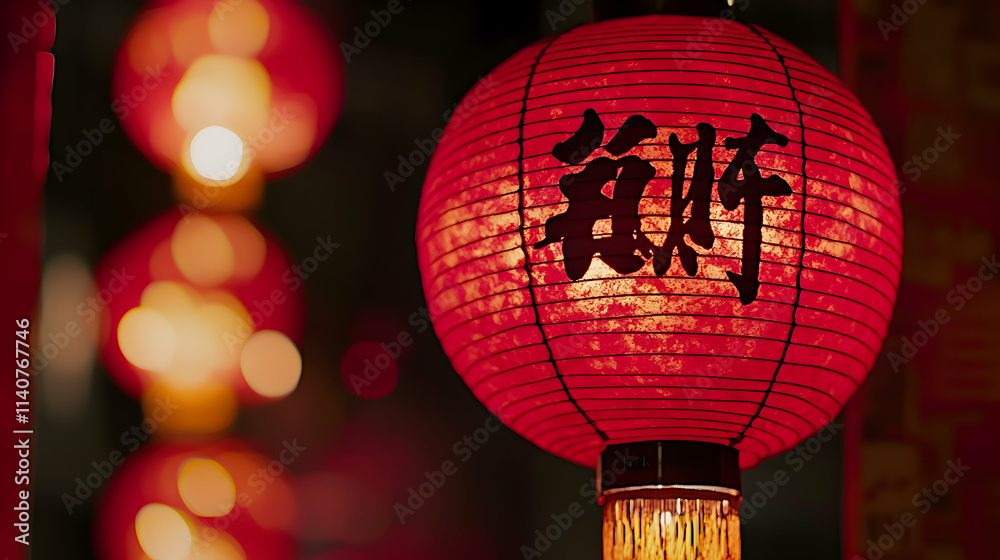 Obraz premium Red Festive Lantern Illustration