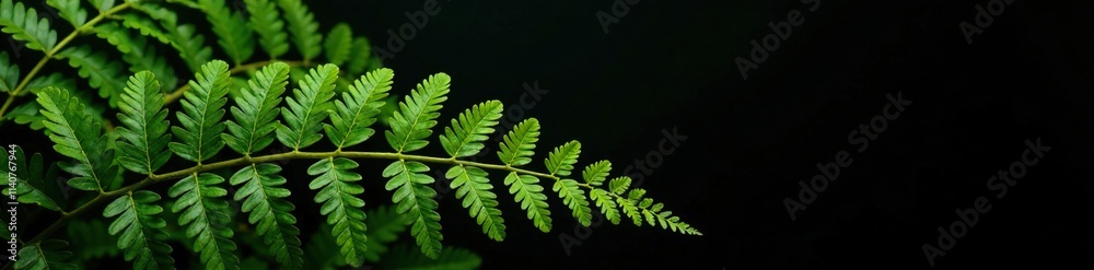 Exotic fern fronds wrapped around a schefflera stem on black background, nature, black background, plant arrangement Exotic fern fronds wrapped around a schefflera stem on black background, nature, black background, plant arrangement