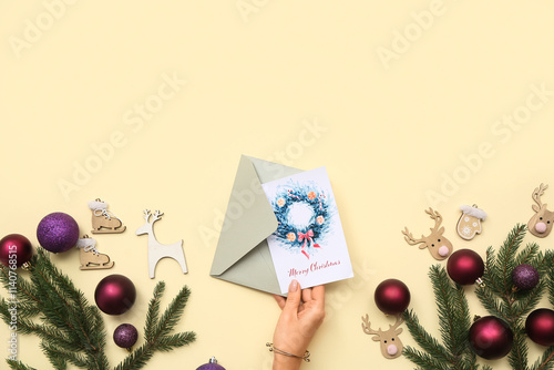Female hand with greeting c...