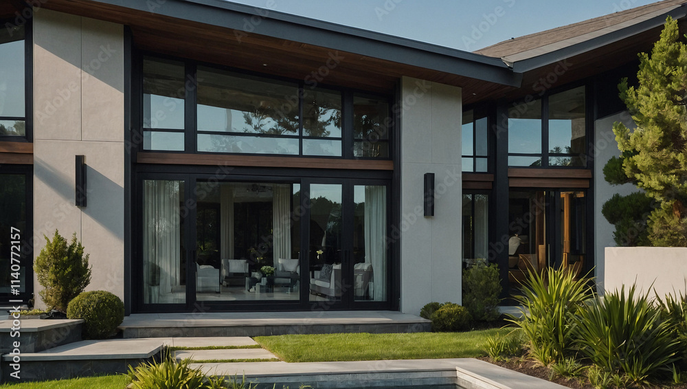 Fototapeta premium Modern Residence Exterior with Landscaping and Patio