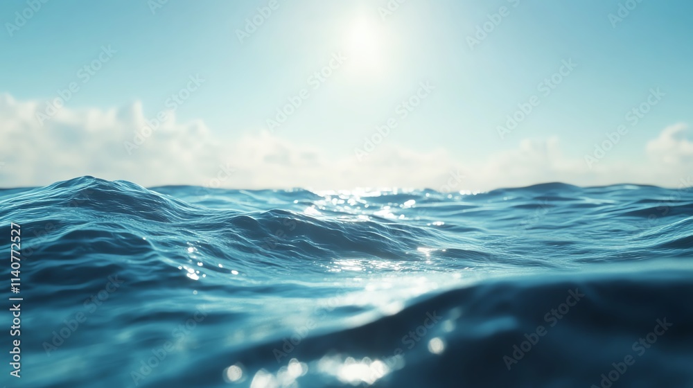 Vibrant ocean waves reflecting sunlight under a clear blue sky. Vibrant ocean waves reflecting sunlight under a clear blue sky.