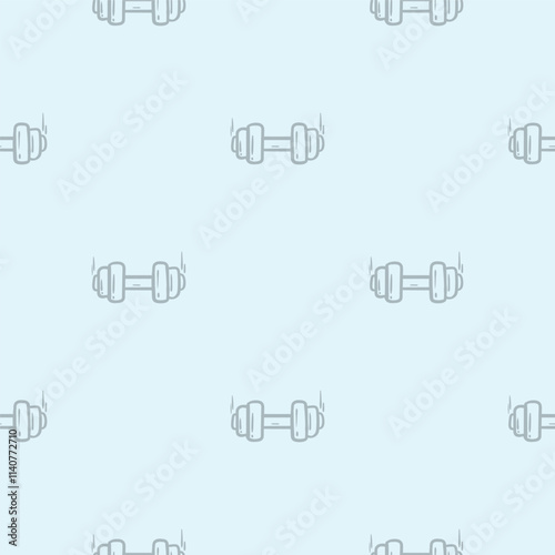 Simple black and white seamless pattern with sports dumbbells. Vector editable background for sport, fitness, gym and healthy lifestyle. Hand drawn design for decoration, wrapping paper, print