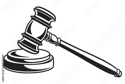creative Gavel icon concept Black Color and white Background