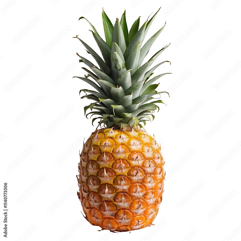 Fototapeta premium ector Illustration of a Pineapple with Green Leaves on a White Background