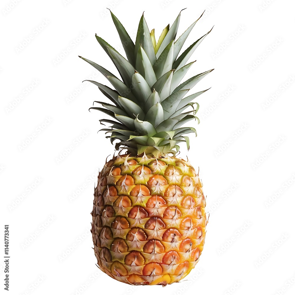 Fototapeta premium ector Illustration of a Pineapple with Green Leaves on a White Background