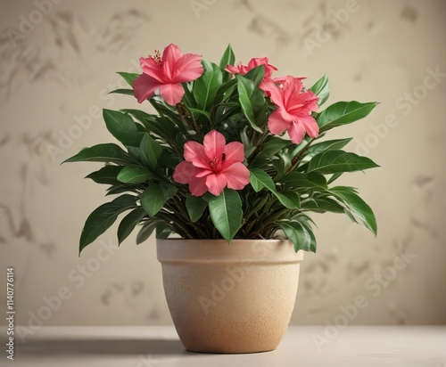 Wallpaper Mural Green leafy branches in a pot with Desert Rose plant, desert flora stem, potted branch Torontodigital.ca