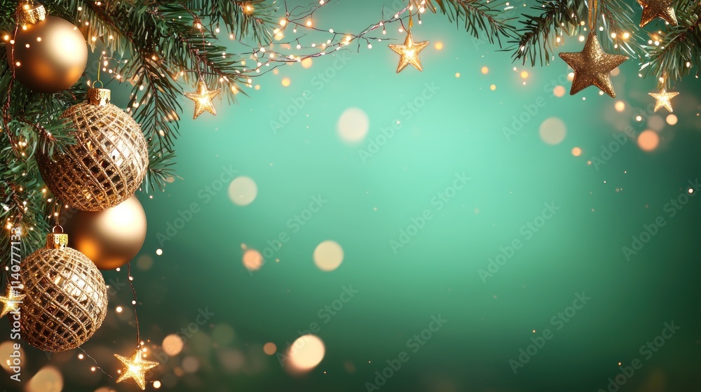 Christmas decorations festive holiday setting holiday background green bokeh sparkling lights Christmas decorations festive holiday setting holiday background green bokeh sparkling lights