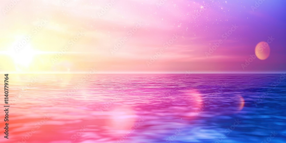 Beautiful ocean with a pink and purple sky Beautiful ocean with a pink and purple sky