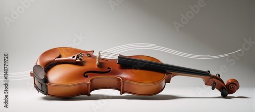 Violin against waves outline on white backdrop