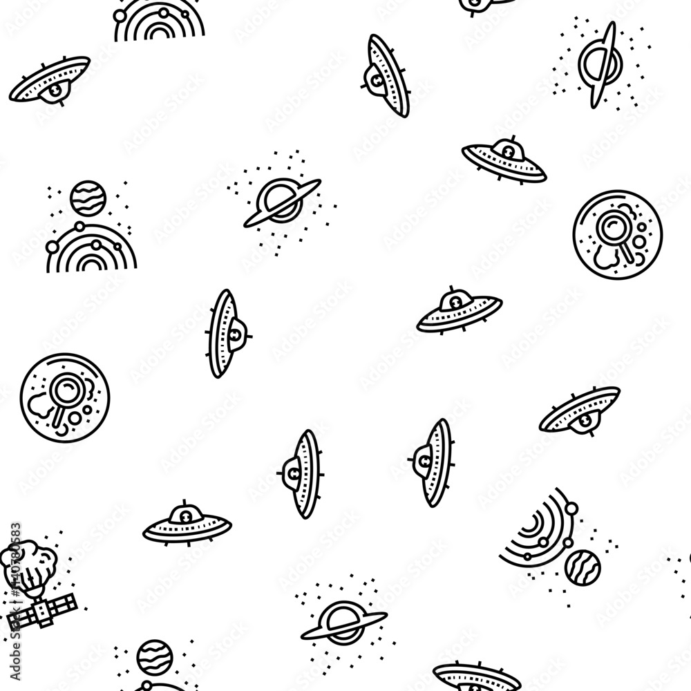 space exploration planet vector seamless pattern thin line illustration space exploration planet vector seamless pattern thin line illustration