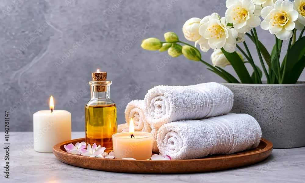 Spa Day Serenity: Aromatic Candles, Soft Towels, and Essential Oils Spa Day Serenity: Aromatic Candles, Soft Towels, and Essential Oils
