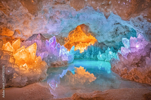 Wallpaper Mural Enchanting crystal cave with colorful mineral formations and reflections Torontodigital.ca