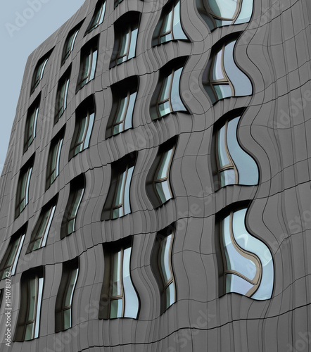 Distorted modern office building abstract