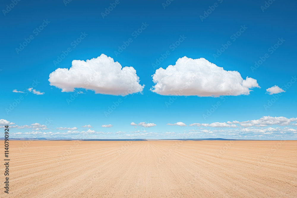 A serene landscape with a vast, empty field under a bright blue sky and fluffy clouds. A serene landscape with a vast, empty field under a bright blue sky and fluffy clouds.