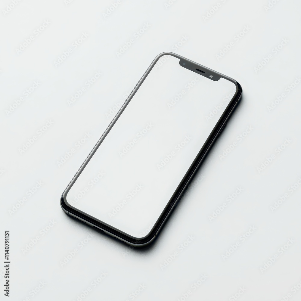 A minimalist mobile phone with a thin profile and simple design on a white background A minimalist mobile phone with a thin profile and simple design on a white background