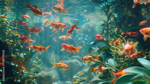 River pond decorative orange underwater fishes nishikigoi. Aquarium koi Asian Japanese wildlife colorful landscape nature clear water photo photo