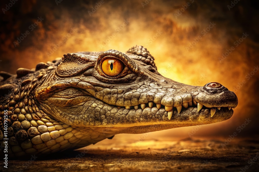 Obraz premium Vintage Crocodile Spirit Animal Photography: Mystical Reptile, Ancient Power, Wildlife Portrait