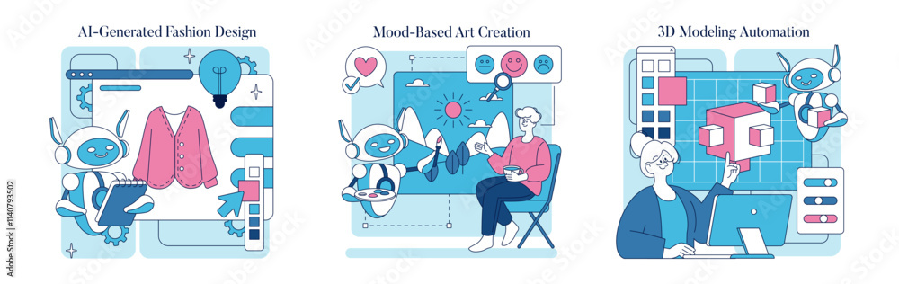 Automation In Creativity. Flat Vector Illustration Automation In Creativity. Flat Vector Illustration