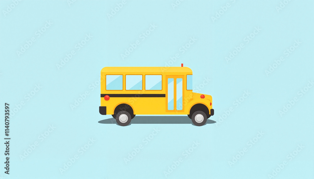 Yellow school bus illustration on a light blue background. Yellow school bus illustration on a light blue background.