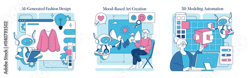 Automation In Creativity. Flat Vector Illustration