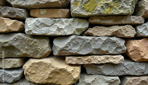 Textured stone wall with natural earth tones.