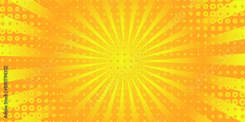 Bright orange-yellow gradient abstract background. Orange comic sunburst effect background with halftone. Suitable for templates, sales banners, events, ads, web. eps 10