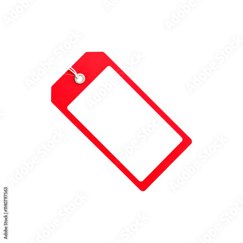 Red Gift Label tag isolated with transparent background 