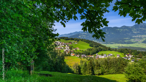 The village of Gurtis and the Walgau Valley in the State of Vorarlberg, Austria photo