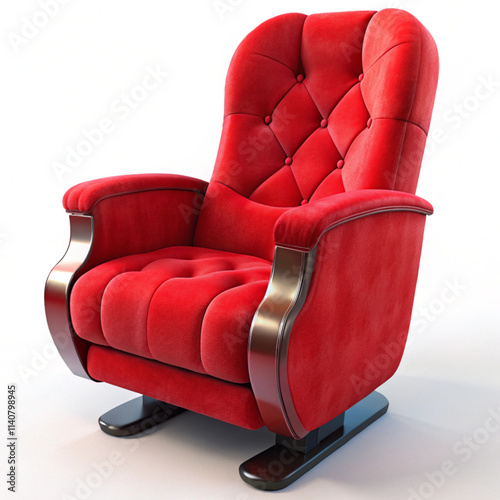Comfortable Velvet Red Cinema Chair Element Indoor Interior. Realistic Detailed 3d Classic. Illustration vector with a white background.