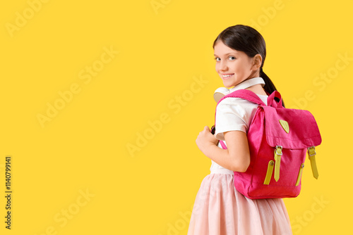 Teenage girl with backpack ...