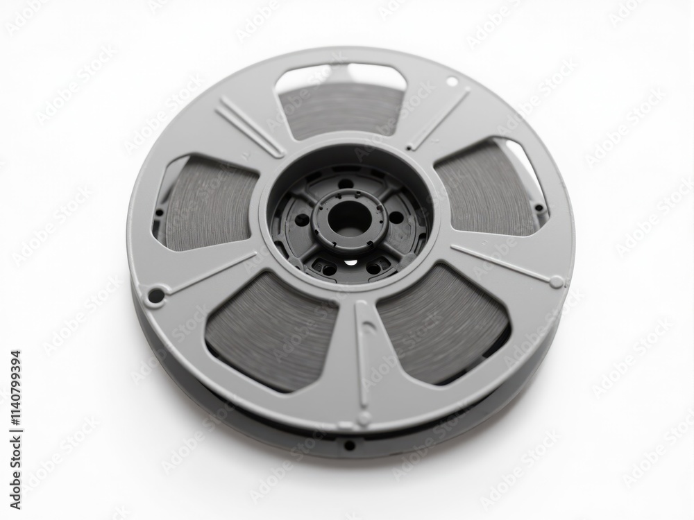 Obraz premium Vintage audio reel storing analog sound on magnetic tape