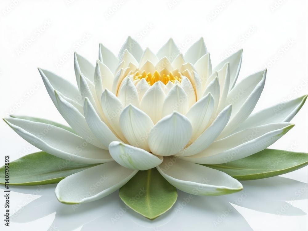 White water lily blooming serenely on white background White water lily blooming serenely on white background
