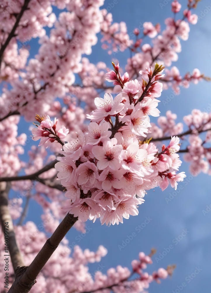 vibrant pink and white cherry blossom branches, spring, cherry blossom