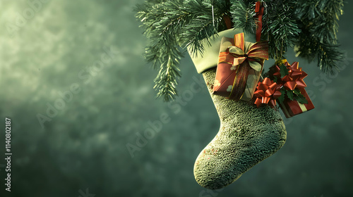 Festive Christmas Stocking 3D Illustration