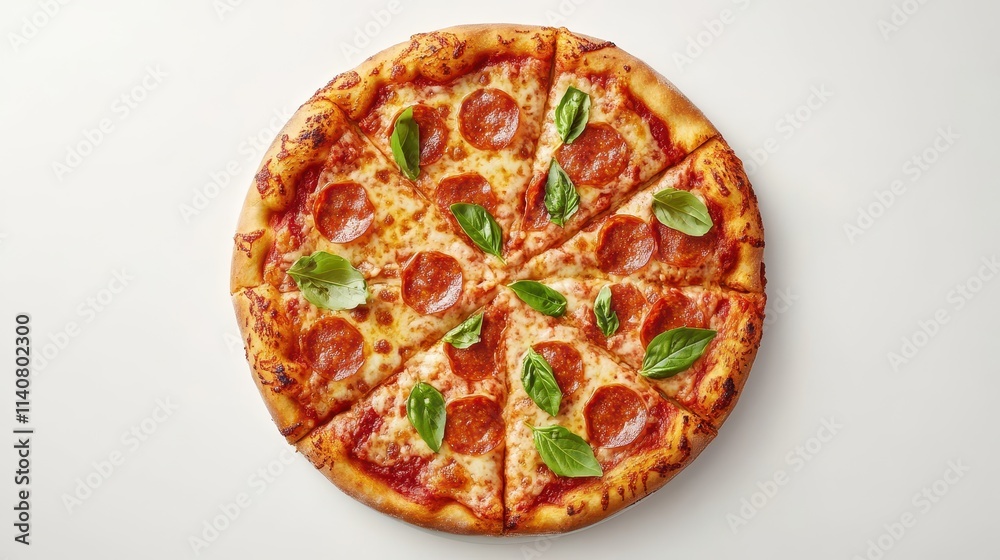 Hand-Tossed Pizza with Basil Garnish Hand-Tossed Pizza with Basil Garnish