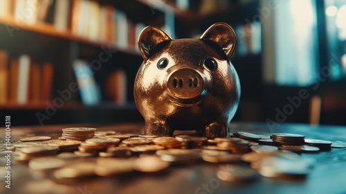 The Piggy Bank and Coins photo