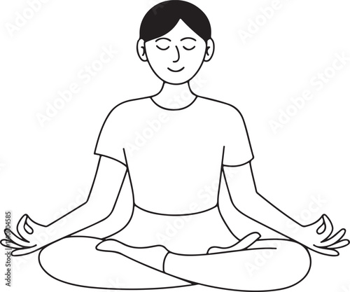 A simple drawing of a person doing a yoga pose vector illustration, person meditating in yoga pose