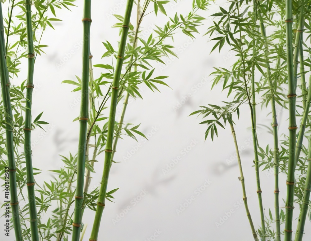 Naklejka premium Individual Bamboo Branches on White Background , bamboo species, branches