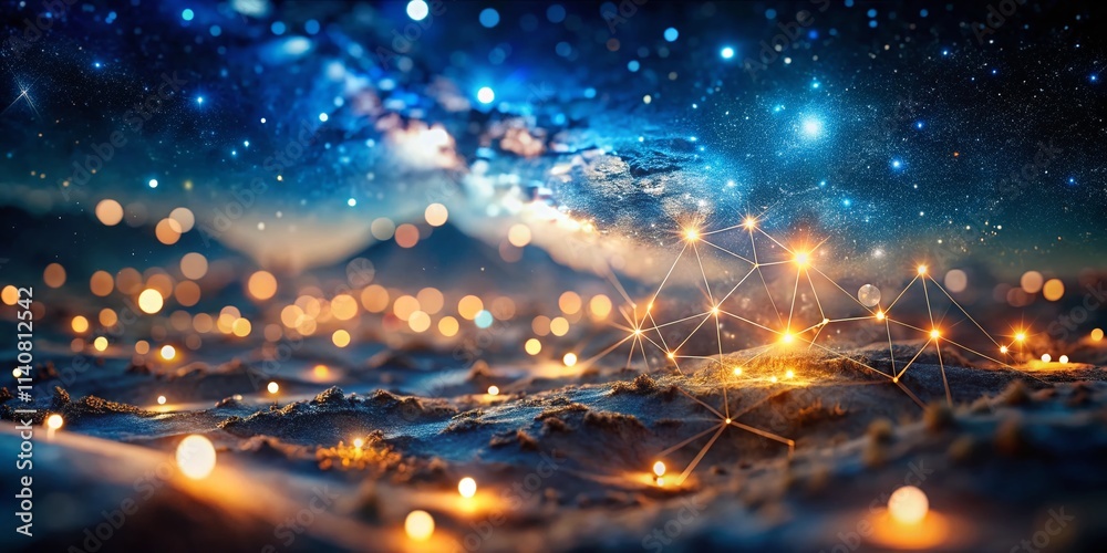 Obraz premium Virgo Constellation Tilt-Shift Photography, Starry Night, Celestial, Astrological, Galaxy, Cosmos, Night Sky, Miniature Effect