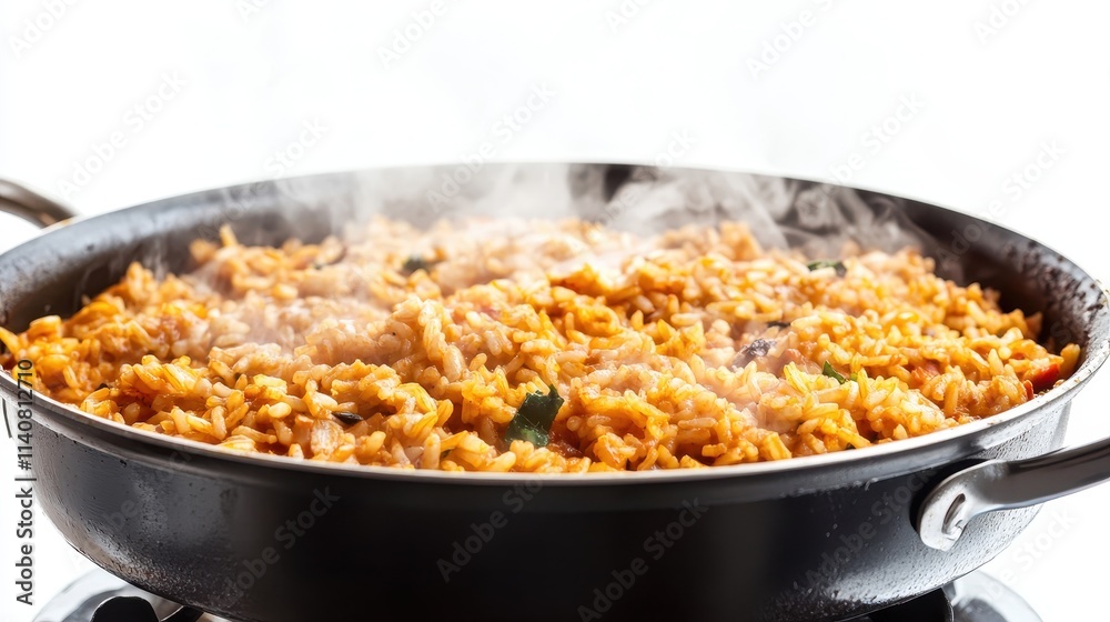 Authentic Spanish Rice with Vibrant Seasoning and Steam Authentic Spanish Rice with Vibrant Seasoning and Steam