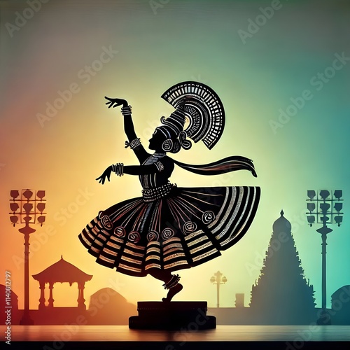 scenic view of a silhouette of a classical dancer performing a dance pose