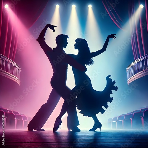 scenic view of a silhouette of a couple performing a dance pose