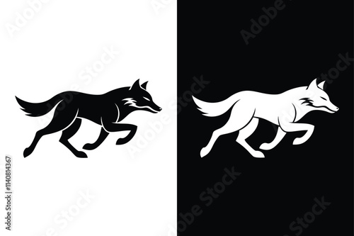 Wolf running vector on White Background ,Vector Art Illustration on white background.