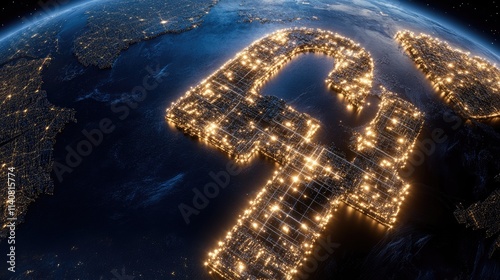 Visual of a digital earth globe illustrating global network connections against a dark cosmic background with illuminated elements